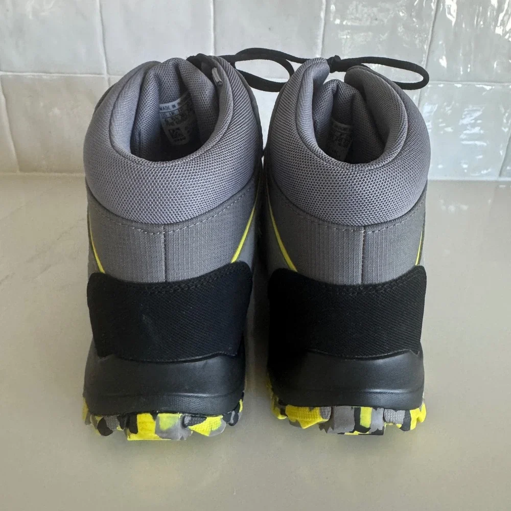 Adidas Terrex Hyperhiker Hiking Boots Boys Youth 6 Grey Black Yellow Mid Top EUC